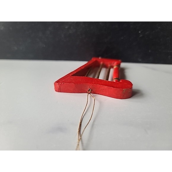 Vintage Christmas Wooden Harp Ornament - Picture 7 of 10